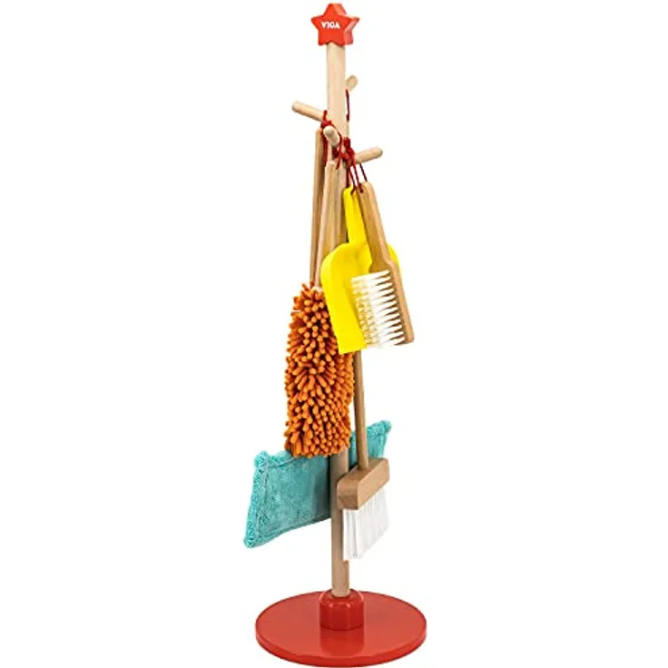 VIGA Viga Cleaning Tool Set, sicheres Holzspielzeug für Kleinkinder, fördert Feinmotorik und Kreativität, EN71-konform