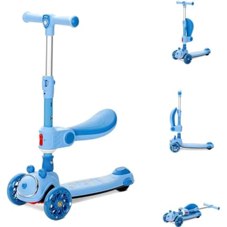 Lorelli Swiftie 2 in 1 Kinderroller, mit Musik und Lichtern, klappbarer Sitz, PU-Räder, höhenverstellbar, für Kinder ab 3 Jahren