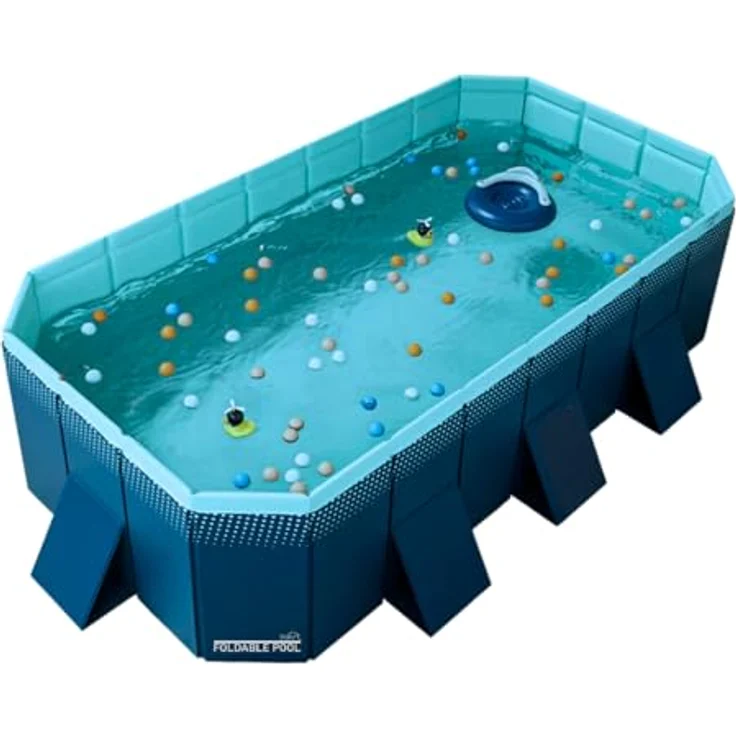BEST DIRECT INDUSTEX Planschbecken Foldable Pool, tragbarer Kinder- und Hundepool, 348 Liter, abnehmbar, 253 x 133 x 50 cm, rutschfeste Unterseite, leicht zu reinigen – Bild 1