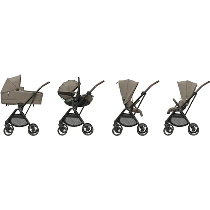 Maxi-Cosi Leona² Kinderwagen, superkompakt, umdrehbarer Sitz, einhändig zusammenklappbar, 3 Liegepositionen, flache Liegeposition, Easy-In-Gurts, Twillic Truffle – Bild 2