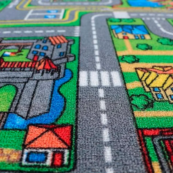 Primaflor Interaktiver Kinderteppich Streets, Straßenmotiv 140 x 200 cm, Anti-Schmutz-Ausrüstung, für Kinderzimmer, Made in Europe – Bild 5