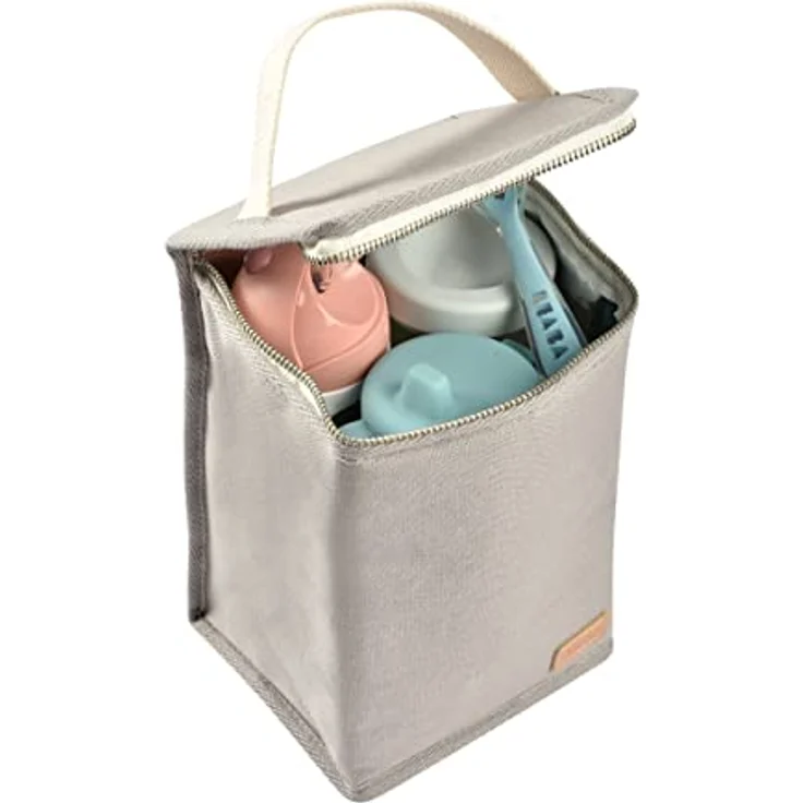 BÉABA Isoliertasche für Babymahlzeiten, großes Fassungsvermögen, faltbar, wasserfester Stoff, Perlgrau – Bild 2