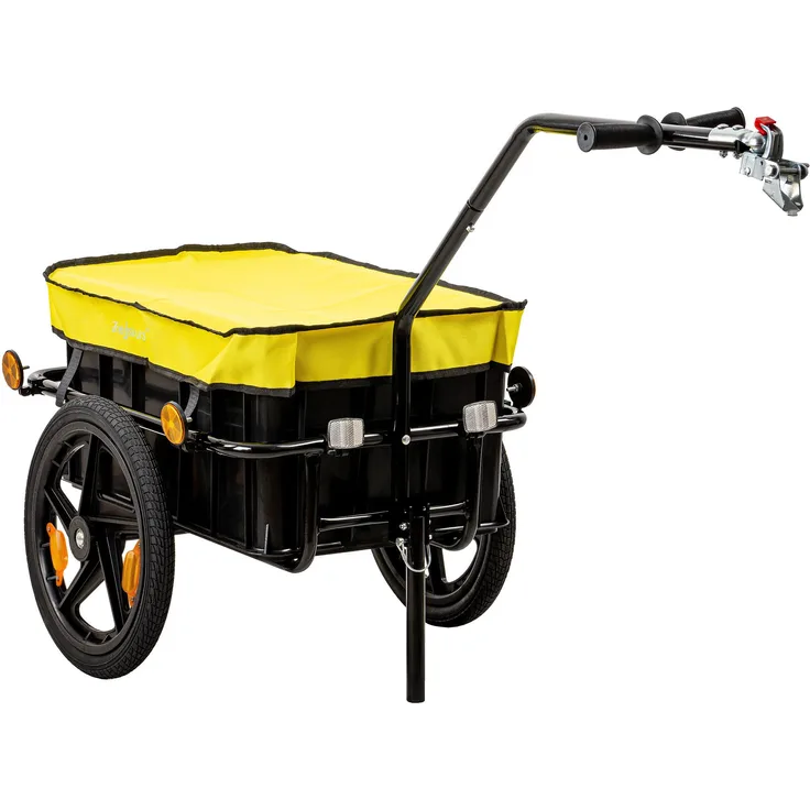 Zelsius Fahrradlastenanhänger mit Abdeckung, Gelb, Transportwagen, Kunststoffbox, Reflektoren