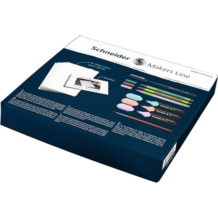 SCHNEIDER NOVUS DIY Marker Set Postkarten, Do It Yourself Set mit 9 Stiften und 6 Aquarellpapieren, türkis, pfirsich, flieder, lilac, mahogany-brown, nautic-green, schwarz – Bild 3