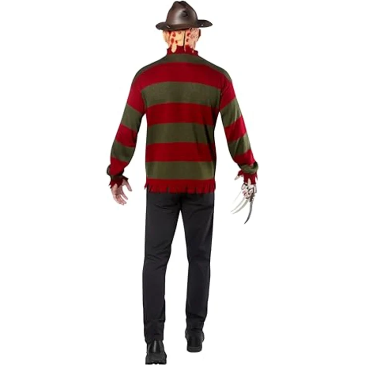 Rubies Freddy Krüger Pullover Halloween Kostüm, rot-grün gestreift, XL, authentische Ausführung mit ausgefransten Ärmeln – Bild 4