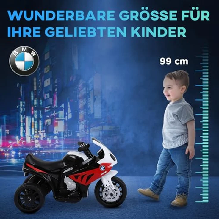 HOMCOM Elektro Kindermotorrad Kinderfahrzeug Elektro-Dreirad mit Akku Rot PP + Stahl 66 x 37 x 44 cm – Bild 8