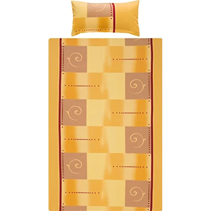 Erwin Müller Bettwäsche, Bettgarnitur Single-Jersey - 100% Baumwolle, pflegeleicht, bügelleicht, mit praktischem Reißverschluss - Ocker-gelb-rot Größe 155x220 cm (40x80 cm)