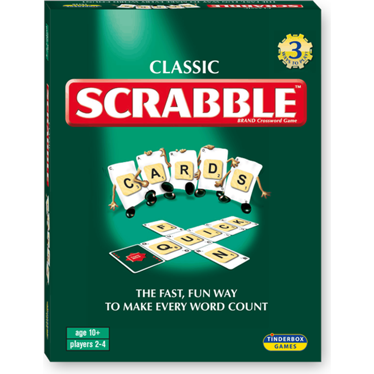 Scrabble Card Game, Kartenspiel mit Spezialkarten für strategisches Wortbilden
