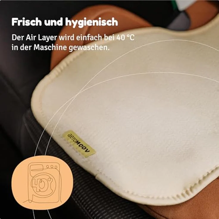 Aeromoov Baby Sitzauflage Air Layer, Antischwitz Einlage für Autositz oder Kinderwagen, Gruppe 2/3, Bio-Baumwolle, Vanilla, Oeko-Tex 100 Klasse 1 – Bild 5
