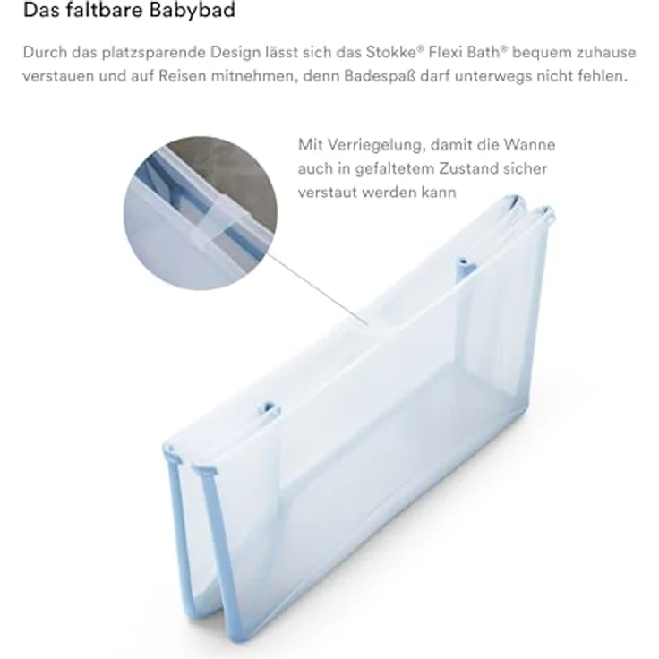 Stokke Flexi Bath, Ocean Blue - Faltbare Babybadewanne - Leichte Konstruktion, robust & einfach zu verstauen - Bequem für zuhause oder auf Reisen - Ideal für Neugeborene und Babys – Bild 4