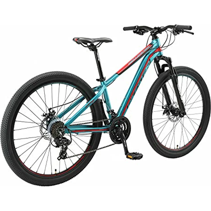 BIKESTAR Alu Mountainbike 27. 5 Zoll | 21 Gang Hardtail Sport MTB 14 Zoll Rahmen Scheibenbremse Federgabel | Türkis – Bild 3