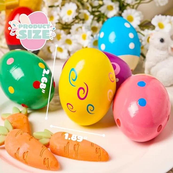 JOYIN 6 Packungen Holz-Oster-Eierstreuer Maracas, bunte Percussion-Musikinstrumente für Kinder, idealer Korbfüller und Klassenzimmerbedarf – Bild 4