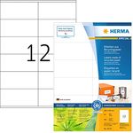 HERMA 10733 Recycling Etiketten DIN A4 (105 x 48 mm, 80 Blatt, Recycling-Papier, matt) selbstklebend, bedruckbar, permanent haftende Adressaufkleber, 960 Klebeetiketten, natur-weiß