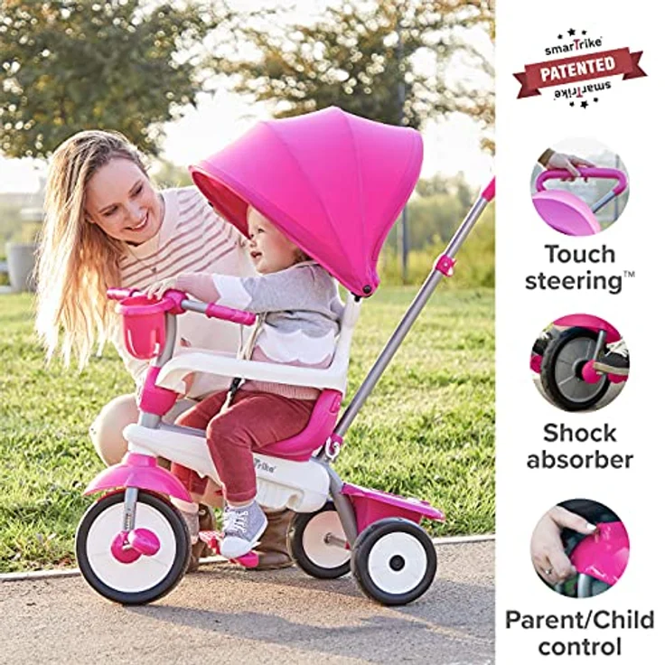 smarTrike Breeze Plus Dreirad für Kleinkinder im Alter von 1-3 Jahren – Variables( mehrstufiges) 4-in-1-Dreirad (Prinzessinnen-Rosa) – Bild 3