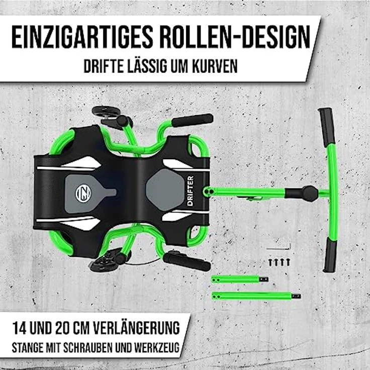 EzyRoller Drifter X Trike Dreirad Drift Kinderfahrzeug Spielgeräte für draußen Dreirad Kinder Dreiradscooter 4 - 14 Jahre grün – Bild 3