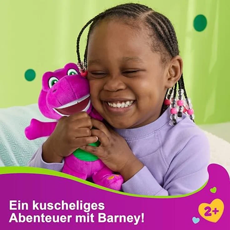 Fisher-Price Barney Plüsch-Dinosaurier-Figur, ca. 16,5 cm groß, kuschelige Rollenspiel-Action für Kinder ab 2 Jahren, HVF40 – Bild 3