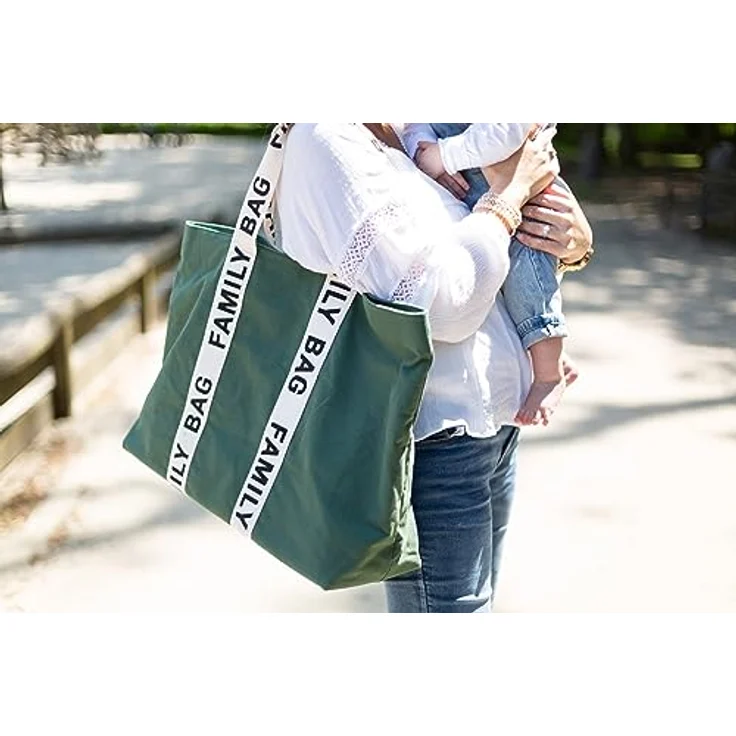 CHILDHOME, Family Bag, Wickeltasche, Reise-/Wochenendtasche, großes Fassungsvermögen, abnehmbare Tasche inklusive, Grün, Signature Collection – Bild 5