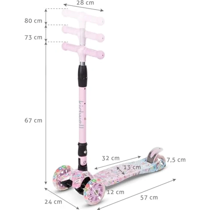 COIL Kinderroller VENTO, Dreiradscooter mit ABEC-7-Lager und LED-Rädern, 3-stufige Lenkradverstellung, Unique, blau – Bild 9