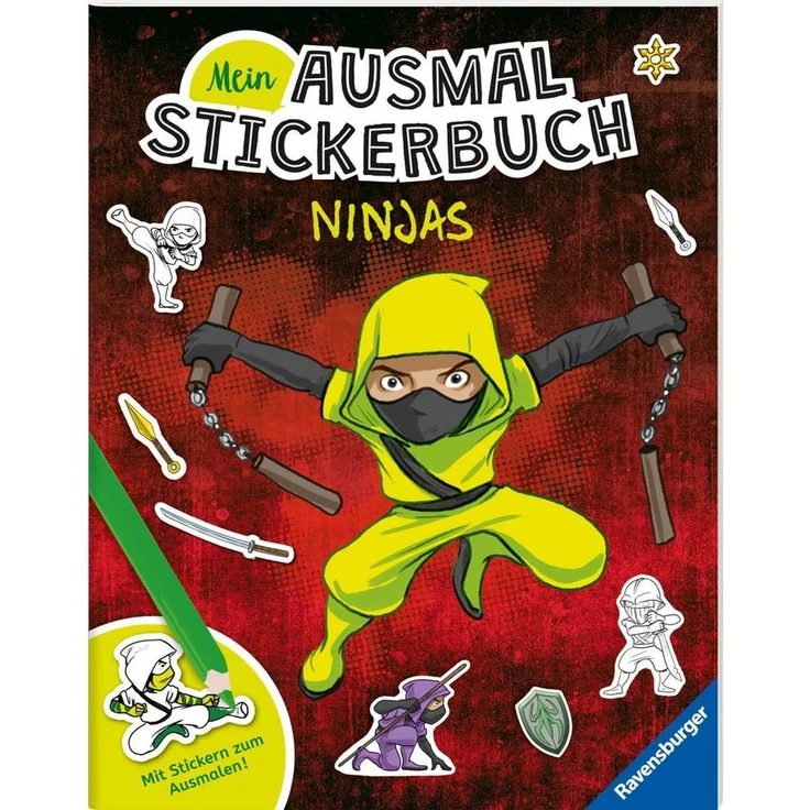 Ravensburger Verlag GmbH Sticker Mein Ausmalstickerbuch - Ninjas, über 250 ausmalbare Ninja-Sticker, 12 abwechslungsreiche Szenen – Bild 1