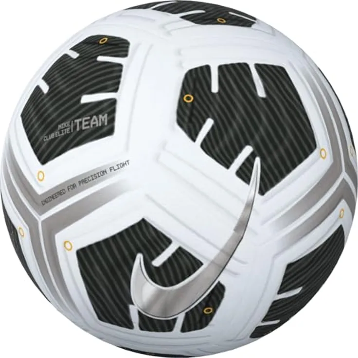 Nike Club Elite Team - Fa24 Fußbälle, hervorragende Haltbarkeit und auffälliges Design, White/Black/Metallic Silver, Größe 5