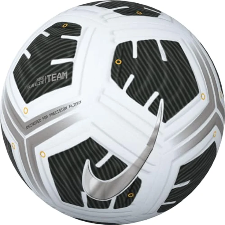Nike Club Elite Team - Fa24 Fußbälle, hervorragende Haltbarkeit und auffälliges Design, White/Black/Metallic Silver, Größe 5 – Bild 1