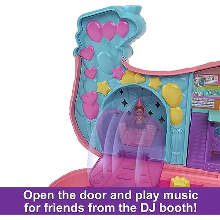 POLLY POCKET Hündchenparty - Rollschuh-Geburtstagsparty, 2 Puppen, 26 Zubehörteile, DJ-Pult, Rollschuhbahn, Tanzfläche, Tragegriff, für Kinder ab 4 Jahren, HKV54 – Bild 5