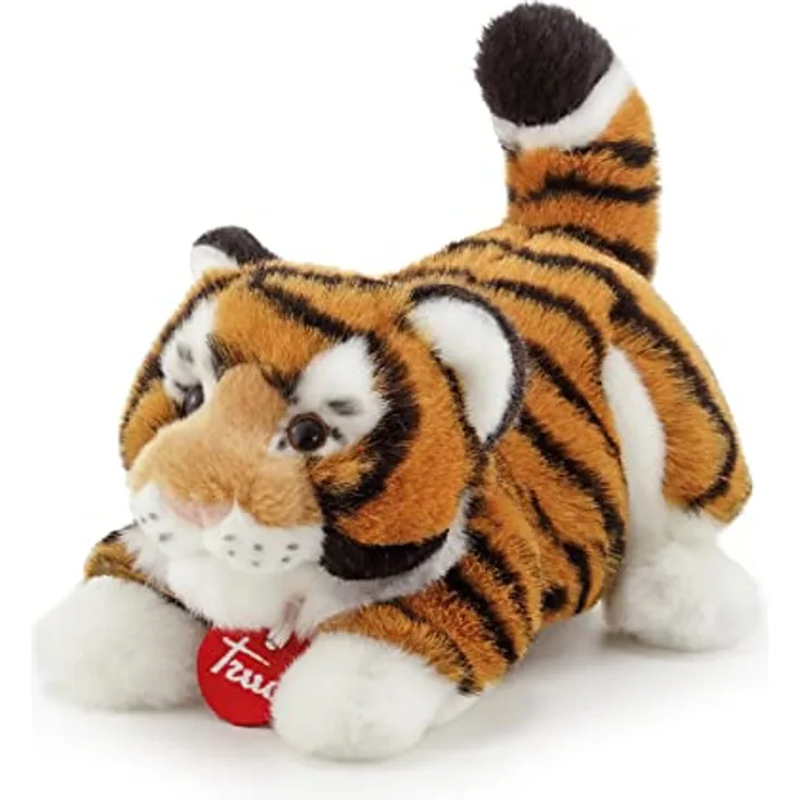 Trudi 27136 Klassik Plüschtier Tiger Bruce ca. 19 cm, Größe S, hochwertiges Stofftier mit weichen Materialien, Plüschfigur mit realistischen Details, waschbar, Kuscheltier für Kinder, Orange/Schwarz