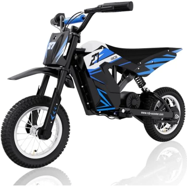 RCB R9X Elektro Motorrad Kinder, 12 Zoll Luftreifen, 300 W Motor, 5,2Ah Akku, 3 Geschwindigkeitsmodi bis 25 km/h, Reichweite 17 km, Moto Crossbike für Kinder – Bild 1