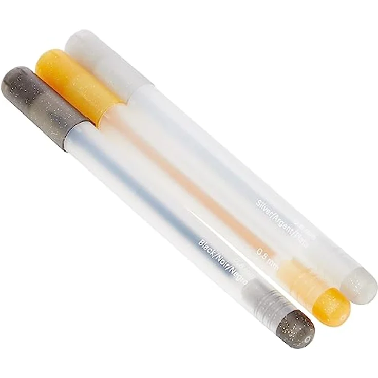 Cricut 2008070, schwarz/gold/silber Joy Glitzer-Gelstifte 0,8, Kunststoff, 3 Stück (1er Pack) – Bild 2