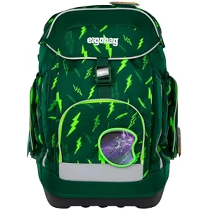 ergobag maxi set 6-teilig, ergonomischer Schulrucksack für Grundschule, anpassbar für große Kinder, Bärtastisch - Grün, inklusive Sportrucksack und gefülltem Federmäppchen – Bild 2