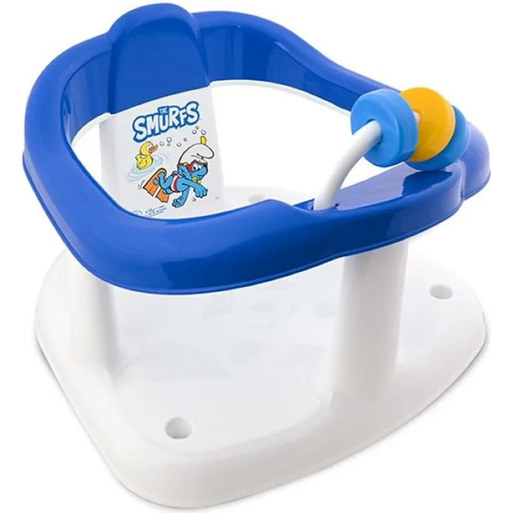 Lorelli Badesitz Baby-Badesitz Smurfs Badering, Motorikschleife, hohe Rückenlehne, blau