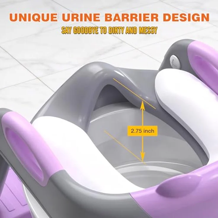 SKYROKU Toilettensitz 2 in 1, Upgraded Stabiler Toilettenaufsatz für Kinder 2-7 Jahre mit rutschfestem Hocker und höhenverstellbarem Mechanismus – Bild 4