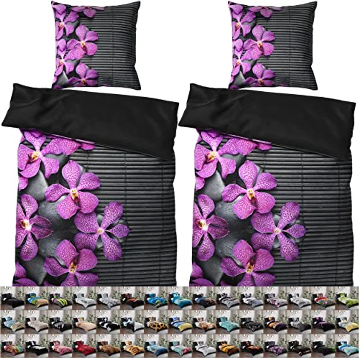 Sanilo® Vanda Bettwäsche 135x200 cm, 100% feinste Baumwolle, 4-teilig, Oeko-TEX zertifiziert, Wendebettwäsche, Pflegeleicht