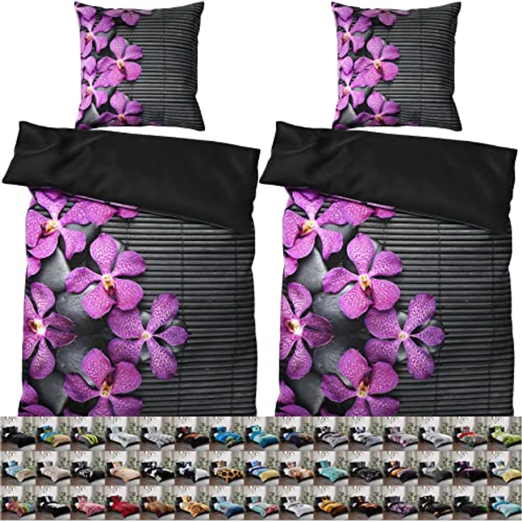 Sanilo® Vanda Bettwäsche 135x200 cm, 100% feinste Baumwolle, 4-teilig, Oeko-TEX zertifiziert, Wendebettwäsche, Pflegeleicht – Bild 1