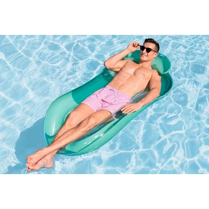 Bestway Hydroluxe Lounge Luftmatratze, 1.60m x 84cm mit Kopfstütze und Netz-Liegefläche, sommerliches Design – Bild 4