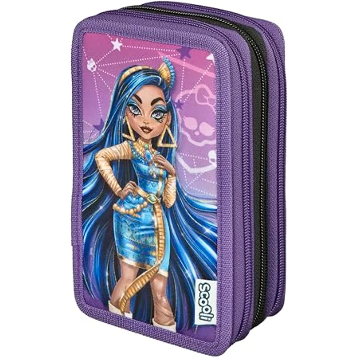 Scooli Tripledecker Monster High, Gefülltes Schüleretui mit 21 Buntstiften, robust und ergonomisch, ideal für Schule und Freizeit, ab 6 Jahren – Bild 1