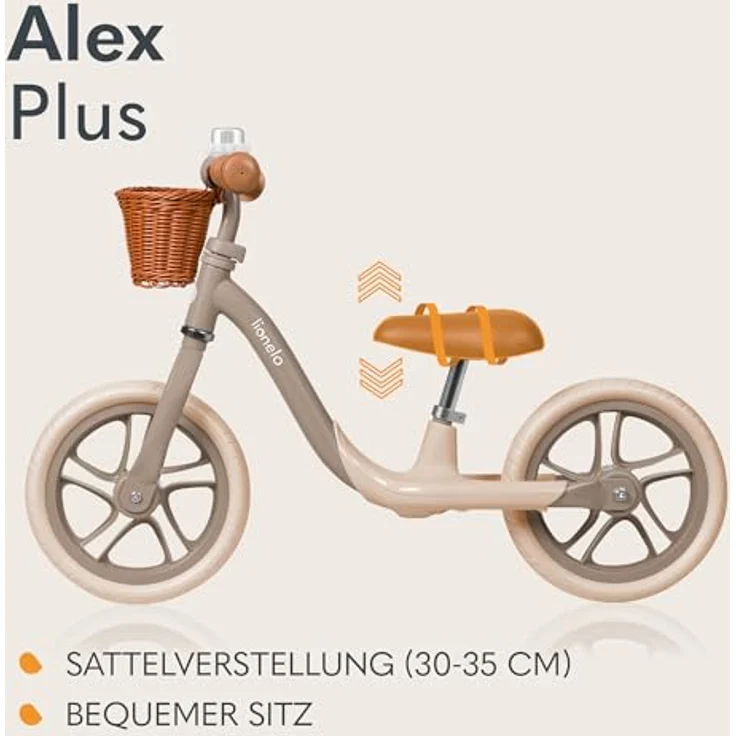lionelo Laufrad ALEX PLUS 30,5 cm (12 Zoll) - inklusive Korb und Glocke, ideal zum Erlernen des Fahrradfahrens – Bild 6