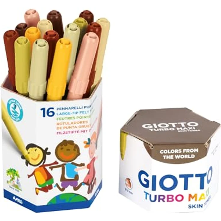 GIOTTO Giotto Turbo Maxi Skin Tones, Filzstifte mit sechs Hautfarben, wasserbasierte Tinte, langlebige Spitze – Bild 2
