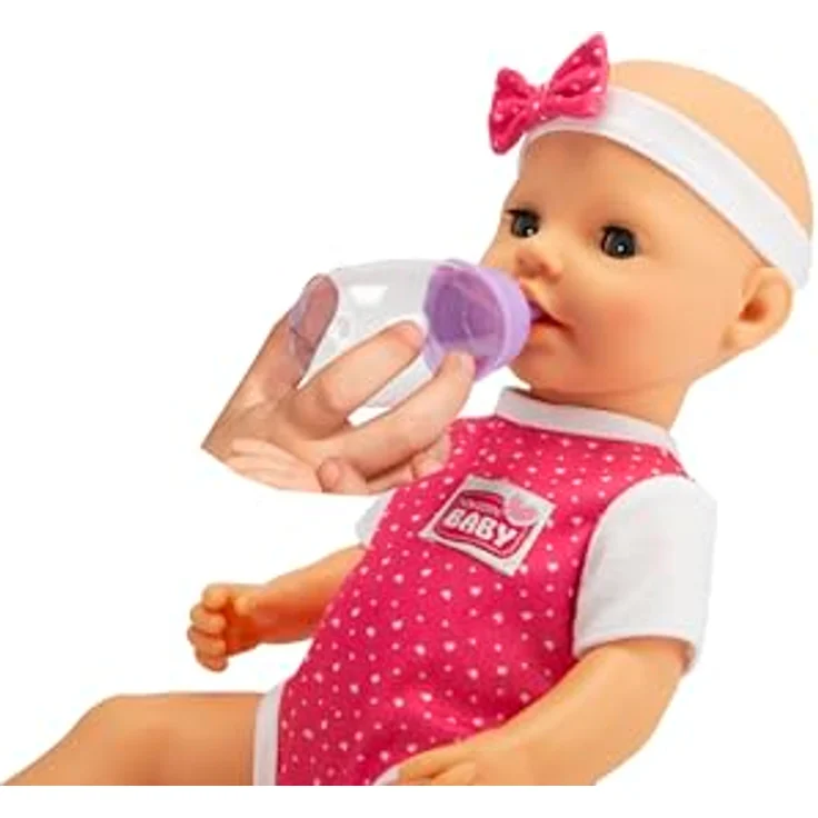 SIMBA Babypuppe New Born Baby Hungry, 38 cm interaktive Puppe mit 5-tlg. Zubehör und realistischen Spielgeräuschen – Bild 3