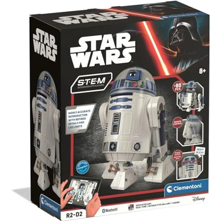 Clementoni R2-D2 Roboter – Star Wars inspirierter baubarer Roboter mit LED-Lichtern, Geräuschen und Codier-App für Kinder ab 8 Jahren – Bild 1