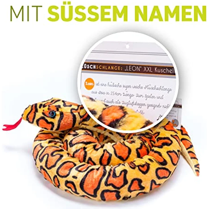 Home-Flair Plüschtier Schlange, hochwertig verarbeitetes Kuscheltier und Zugluftstopper, 250 cm, orange – Bild 5