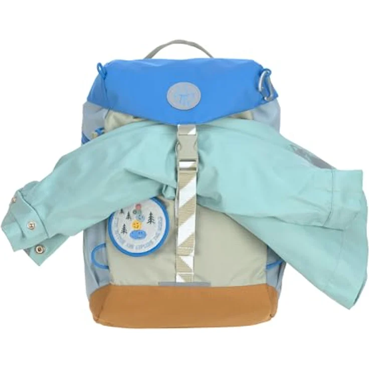LÄSSIG Mini Outdoor Rucksack Sunny Explorer, 9 Liter, Kindergartenrucksack für Kinder ab 3 Jahren, grün/blau mit Regenschutz und isolierter Sitzunterlage – Bild 5