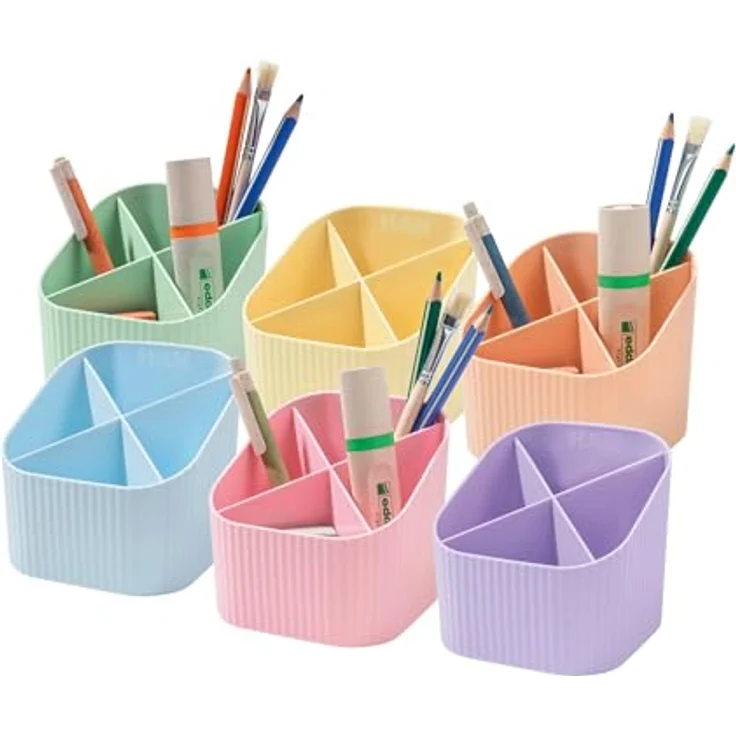 HAN Stiftehalter X-LOOP pastellblau, Kunststoff, 4 Fächer für ca. 50 Stifte, 11,1 x 11,1 x 10,5 cm, aus 100% recyceltem Material, Made in Germany – Bild 4