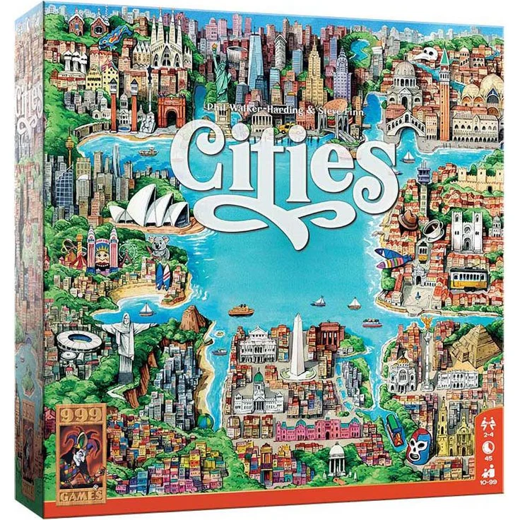 999 Games 999 Games Städte-Brettspiel, strategisches Spiel für 2-4 Spieler, interaktive Stadterkundung
