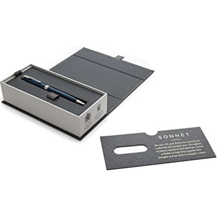 Parker Pen Sonnet, eleganter Füllfederhalter in Silber und Blau, höchste Schreibqualität – Bild 4