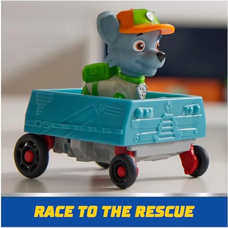 Paw Patrol Rocky's Recycling Truck, Deluxe Spielzeugfahrzeug mit 7 cm Rocky Figur und Funktion zum Verladen von Müll – Bild 8
