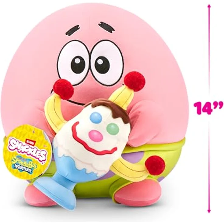 Snackles Spongebob Schwammkopf Plüschspielzeug, 35 cm mit Patrick & Goofy Goober Snack-Accessoire, superweicher Plüsch – Bild 4