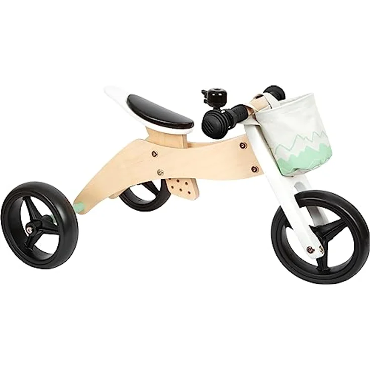 small foot Laufrad und Dreirad Salbeigrün aus Holz, 4in1, mit verstellbarem Sitz und gummierten Reifen, ab 1 Jahr, 12414 – Bild 2