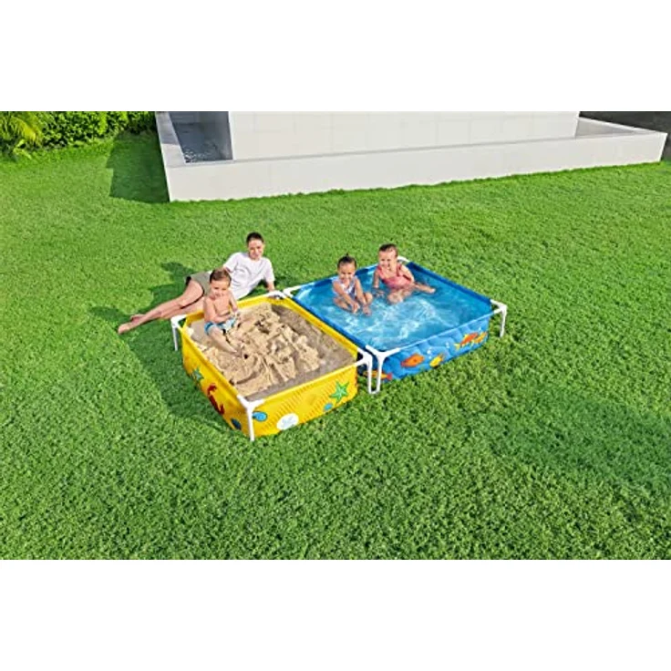 Bestway My First Frame Pool and Sandpit, 2-in-1 Kombinationsset mit DuraPlus-Folie, 2,13 m x 1,22 m, für Kinder ab 2 Jahren – Bild 2