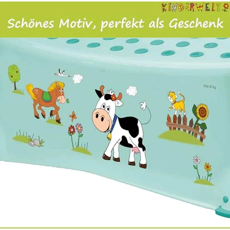 2er Set: Funny Farm aquamarin Kinder-Toilettensitz + Tritthocker Toilettentrainer mit Anti-Rutsch-Funktion – Bild 4